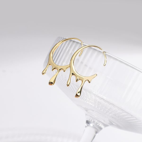 Irregular Lava Waterdrop Hoop Earrings - Image 4