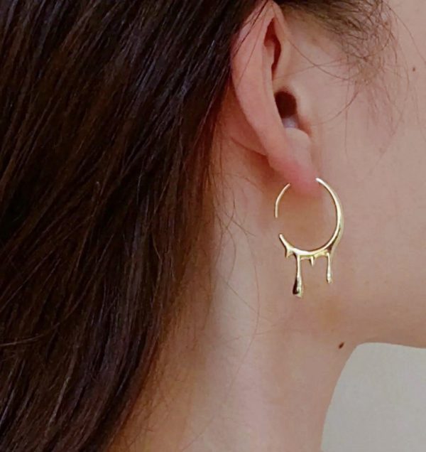 Irregular Lava Waterdrop Hoop Earrings - Image 5