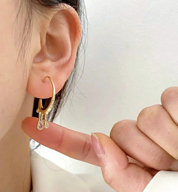 Irregular Lava Waterdrop Hoop Earrings - Image 10