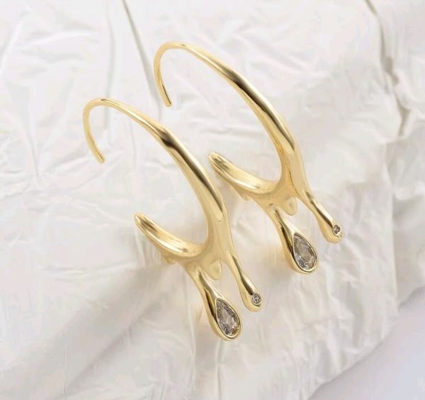 Irregular Lava Waterdrop Hoop Earrings - Image 7