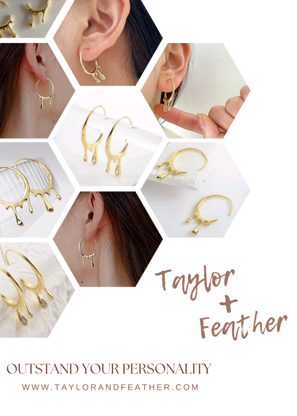 Irregular Lava Waterdrop Hoop Earrings - Image 8