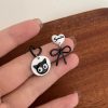 Black Cat & Bowtie Dangle Earrings - Image 3