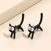 Black Cat Designed Stud Earrings