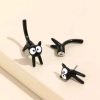 Black Cat Designed Stud Earrings - Image 2