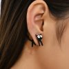 Black Cat Designed Stud Earrings - Image 3