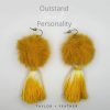 Pom Pom Ombre Tassel Earrings - Yellow