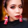 Red Ombre Tassel Earrings - Image 4