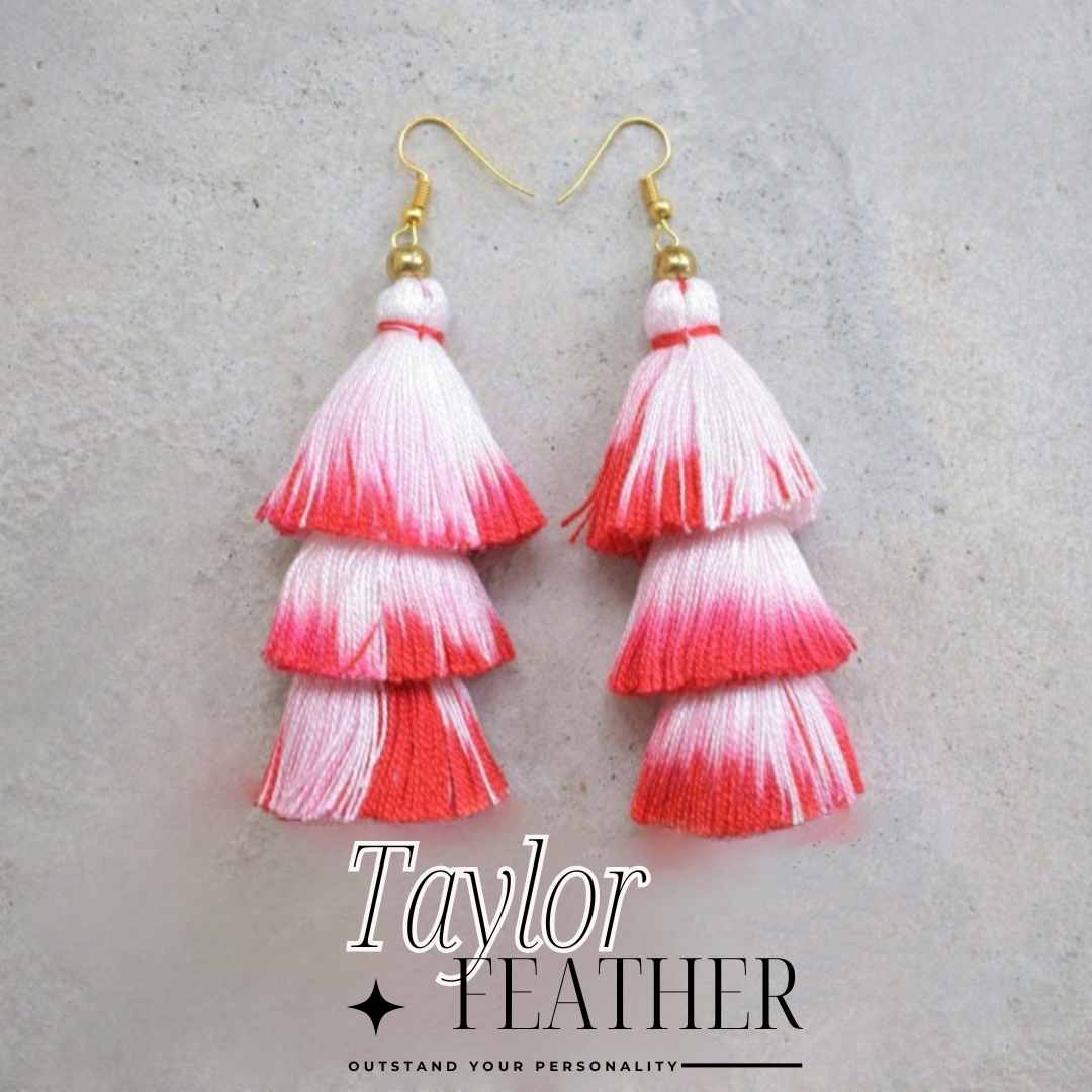 Red Ombre Tassel Earrings