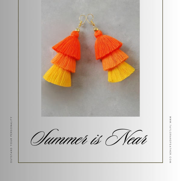 Orange Ombre Tassel Earrings - Image 5